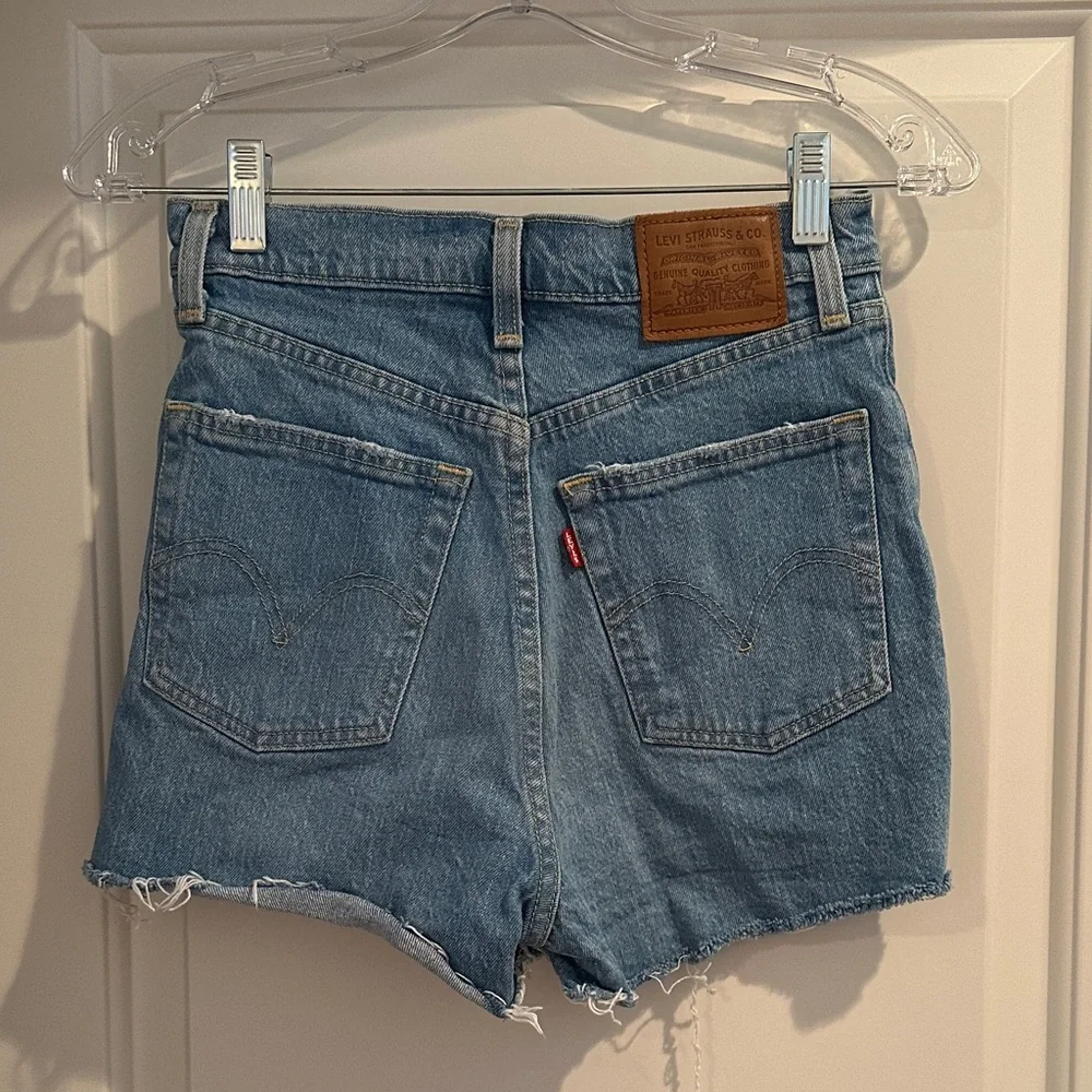 Distressed Levi’s Ribcage Denim Shorts - Picture 2 of 3